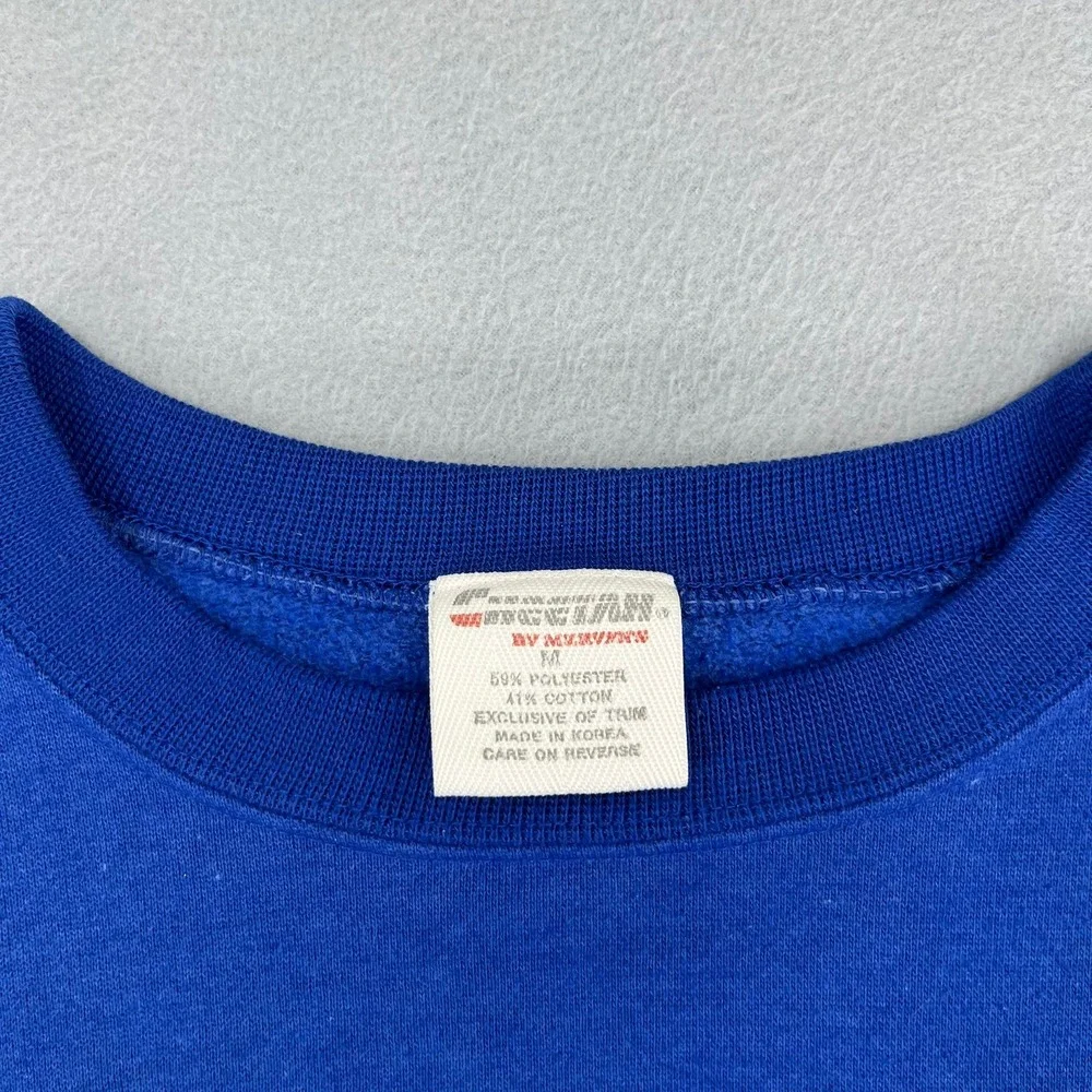 Vintage‎ Cheetah by Mervyns Blue Textured Crewneck Sweatshirt Mens Medium 90s